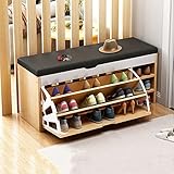 Moderner Schuhschrank mit 3 Fächern, Schuhbank, 3-stöckige Schuhregalbank aus Holz, verstellbar, ideal für Eingangsbereich, Wohnzimmer, hält bis zu 330 lbs, 60/80/100 * 30 * 51 cm, C, 80 cm