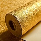 KeTian luxuriöse Tapete mit Goldfolie, modernes Design, dick, wasserdicht, zur Wanddekoration, Papierrolle/für Hotels/Deckenleuchte/Deko/Bar, goldfarbene Tapetenrolle, 0,53m x 9.25m = 4.903m2