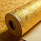 KeTian luxuriöse Tapete mit Goldfolie, modernes Design, dick, wasserdicht, zur Wanddekoration, Papierrolle/für Hotels/Deckenleuchte/Deko/Bar, goldfarbene Tapetenrolle, 0,53m x 9.25m = 4.903m2