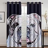 IZREEL 2Er Set Vorhänge Blickdicht Kinderzimmer 140X110cm (HxB), Modern Gardinen Mit Kälteschutz & Wärmeisolierend Für Schlafzimmer 3D Cartoon-Tierhund Muster Thermogardine Ösenschal Küchenvorhang