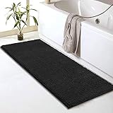 Badteppichmatte rutschfeste graue Badematten für Badewanne und Waschbecken - Flauschige, weiche, extrem saugfähige und maschinenwaschbare Badteppiche für Badezimmer (Schwarz, 150 x 50 x 2,54 cm)