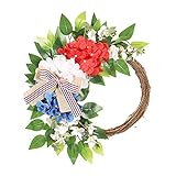 Deko-Kranz zum Unabhängigkeitstag, Kranz mit künstlichen Blumen, halber Kranz aus Hortensien, Kranz zum Aufhängen an der Haustür, Ornament für Haustür, Wohnzimmer, Wand, Garten, Hochzeit, Festival,