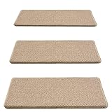 HAIXHX Bambusteppich 3pcs Selbstklebende Teppich-Treppenstufen, Anti-Rutsch-Natur-Innen-Treppenmatten für Holztreppen Dauerhafte Treppe Treppenstufen (Color : Rectangular, Size : 100 * 24 * 3cm)