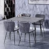 GOLDFAN Esstisch mit 4 Stühlen Essgrupp Rechteckiger Tisch und Stoff Stuhl Wohnzimmertisch Beton Design für Esszimmer Küche Grau 110cm