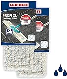 Leifheit 2er Set Wischbezug Profi XL cotton plus für Steinböden und Fliesen, Wischer Ersatzbezug aus Baumwoll- und Suprafasern, saugfähiger Bodenwischer Ersatzbezug