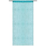 Bestlivings Fadenvorhang mit Stangendurchzug, Gardine in Lurex-Optik, eleganter und stilvoller Dekoartikel in vielen Farben und Größen (türkis - Pfauenblau / 140x250 cm)