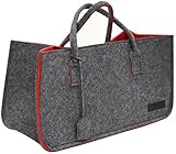 DuneDesign Schwerlast Filztasche bis 25kg - XL Filzkorb für Kaminholz - Shopper Einkaufstasche Grau