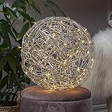 Star Trading LED Leuchtkugel Trassel, Dekokugel Weihnachten aus Draht in Silber für innen und außen, warmweiß, mit Kabel, Ø: 37,5 cm, IP44