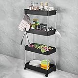 MICTREE Küchenwagen mit 4 Ebenen, Badrollwagen Duschwagen mit Rollen Küchenregal Rollwagen Mobiler Aufbewahrungsregal platzsparendes für Küche Büro Bad 40 x 22 x 87cm