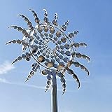 95cm Einzigartige Metall Windmühle,Windspinner Spinner Skulpturen Windfänger 3D Kreative Sonnen Windspiele Magische Bewegen Sie Sich mit Dem Wind für Hof Patio Garten Terrassen Rasen Dekoration