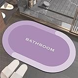 Badezimmerteppich, Badematte Rutschfest, Duschmatte Rutschfest, Duschvorleger, Badvorleger Badteppich Rutschfest Waschbar Teppich Badezimmer, Bathroom Mat, Bath Mat Mats, Bad Teppich, Lila-80x150cm