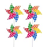 Modou (4 Stück) Bunte Windmühlen ALS Geschenk für Kinder Zum Spielen oder ALS Zarte Dekoration für Kindergärten, Gärten, Kinderzimmer, Partys oder Schaufenster