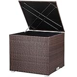 Casaria® Auflagenbox Kissenbox 318 L mit Deckel 75x75x70cm Wasserdicht Gasdruckfeder Garten Aufbewahrungsbox Balkon Truhe Abwaschbar Polyrattan Braun