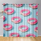Hiseng Voile Vorhänge mit Ösen Durchsichtig Halbtransparent Ösenvorhang für Fenster Wohnzimmer Schlafzimmer Schwimmring Moderne und Elegante Transparent Gardine 2er Set (107x213cm,Krapfen)