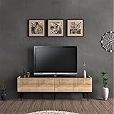 [en.casa] TV Board Oppdal Lowboard 45 x 154 x 37 cm Fernsehtisch TV-Schrank Eiche/Marmor schwarz