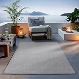 TacaHome Outdoor Teppich I UV-Stabil Für Drinnen und Draußen I Terrasse Balkon Garten Wohnzimmer Badezimmer Küche Flur Läufer | 200 x 280 cm Grau