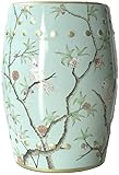Fine Asianliving Keramik Hocker Blau Papageien Handgefertigt - Elysia D30xH45cm China Keramik Gartenhocker Porzellan Glasierte Keramik Stool Chinesische Hocker Drum Garden Stool