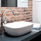 Waschbecken24 Waschbecken Aufsatzwaschbecken mit Lotus-Effekt für das Badezimmer und Gäste-WC (Weiß / A106, 45x32x13cm)