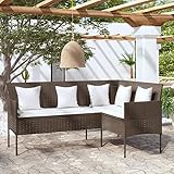TOYOCC Outdoor-Sitzgelegenheiten, Outdoor-Sofas, L-förmiges Couch-Sofa mit Kissen, Poly-Rattan, Braun