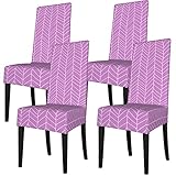 Stuhlhussen 4 Stück Elastische Moderne Beschützer Stuhlhussen, Weiche Stretch waschbare Stuhlhussen für Bankett Deko und Hochzeit Partys (Lila，4 Stück)