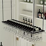 Deckenregal Hängend Küche Bar Metall-Decken-Weinregal-Halter, hängende Weinflaschen-Display-Aufhänger, schwarzes Aufbewahrungsregal für Zuhause, Küche, Bar, verstellbare Höhe und Breite (Size : 140x2