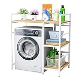 Waschmaschinen-Aufbewahrungsrahmen für über der Toilette stehend, 3-stufiger Aufbewahrungsschrank, freistehendes Badezimmerregal, platzsparend, für Waschküche/100 x 60 x 112 cm (90 x 60 x 112 cm) (90