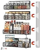 JANE EYRE Magnetisches Gewürzregal – Gewürz- und Gewürz-Organizer, Aufbewahrungsregal, platzsparend, für Kühlschrank, Mikrowelle, Backofen, Gläser, schwarzes Metall, Küchenhelfer, 4 Stück