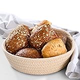 DAY - USEFUL EVERYDAY Brotkorb geflochten I Brötchenkorb zum Servieren von Gebäck I Brotschale als Tisch-Deko I Brotkasten Beige