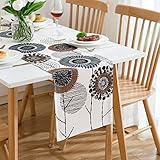 Tischläufer Modern Wohnzimmer Tischläufer Grün Grau Tischläufer Schwarz Tischläufer Floral Sonnenblume Muster Leinen Faltenfrei Rutschfest Tischband Deko Tischwäsche Esstisch Party Hochzeit 33x183cm