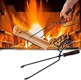 Kaminzange, 40cm Holzzange Kaminbesteck Schwerlast Kaminholzzange Feuerholzzange kaminzubehör Kaminbesteck Anti-Verbrühung Lange Brennholzzange Kaminzange Feuerholzzange für Lagerfeuer und Kaminöfen