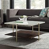 WuJiPeng Moderner Couchtisch Mit Massivholzregal Rechteckiger Couchtisch Mit Marmorplatte Und Metallrahmen Für Das Wohnzimmer