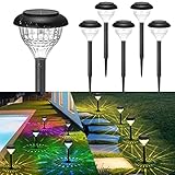 GEEDIAR Solarlampen für Außen Garten - 6 Stück Solarleuchten Garten Auße mit 5 Farbwechsel & Warmweiße, IP65 Wasserdicht Wegeleuchten für Terrasse, Garten, Dämmerung bis Morgengrauen Auto Ein/Aus