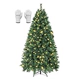 SALCAR Künstlicher Weihnachtsbaum mit Beleuchtung 180 cm, Tannenbaum Künstlich mit Handschuhen und 250 LED, Metall Christbaum Ständer