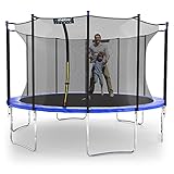 KINETIC SPORTS Trampolin Outdoor Ø 400 cm Blau | TÜV Rheinland GS-geprüft | Sicherheitsnetz, Randabdeckung | UV-beständig | Kindertrampolin Gartentrampolin Set