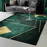 KeletiRug Teppich Wohnzimmer Esszimmer Schlafzimmer Kurzflor Teppich rutschfeste Teppiche einfache Pflege Smaragd dunkelgrün einfach gelb 120x180 cm