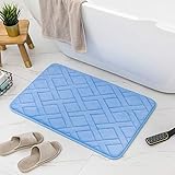 Ouumeis Teppich Home Schlafzimmer Wohnzimmer Saugfähiger Teppichboden Rutschfester Teppich,Dichte Deckenoberfläche Raute Dick Weich Saugfähig Kühl Stabil rutschfest,Leicht Zu Reinigen,Blau,100×180cm