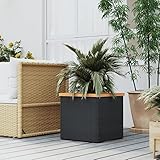 JUNZAI Pflanzkübel, Blumentopf Draussen, Blumenkübel, Pflanzkübel, Übertopf, Pflanzentopf, Blumenkasten, Flower Pot, Pflanztrog, Flowerpot, Schwarz 80x80x40 cm Poly Rattan