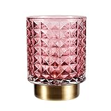 Pauleen 48132 Cute Glamour mobile Tischleuchte Glas Tischlampe Timerfunktion 6H Batterie Glaslampe ohne Kabel Rosa Glas/Metall