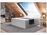 MEBLINI Boxspringbett mit Bettkasten - Gepolstert Doppelbett mit Matratze und Topper - Polsterbett mit Stauraum - Bett ohne Kopfteil - Stauraumbett - Lionel - 140x200 - H3/Grau Webstoff