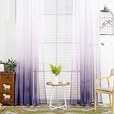 RIJPEX Fashion Shadow Purple Sheer Vorhang, Semi-Sheer Vorhänge, Gradient Fenster Behandlung Rod Pocket Vorhänge Dekorative Vorhänge Für Mädchen Kinder Schlafzimmer-Lila 100X270Cm (39X106Inch)