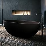 Badewanne freistehend badena ® I Schwarz Matt I Wanne freistehend I Badewanne Acryl 163x77x61cm I Catania