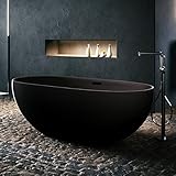 Badewanne freistehend badena ® I Schwarz Matt I Wanne freistehend I Badewanne Acryl 163x77x61cm I Catania