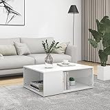 TOYOCC Tische, Akzenttische, Couchtische, Couchtisch, Hochglanz-Weiß, 90 x 67 x 33 cm