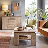 Lomadox Wohnzimmermöbel Set 2-teilig in Eiche Nb. | 1 Sideboard, 1 Couchtisch