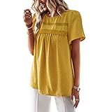 FUZYXIH Sommer V Ausschnitt Daily Jokers Shirts SpitzenrüSchenäRmel Loose Fit LäSsiger Stil Stoff FüR Damen MäDchen BüRo Tragen