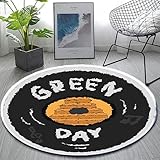 pulunto Music Record Schwarzer runder Teppich, kreative CD-Disc-Bodenmatte, rutschfest, waschbar, saugfähig, Badezimmerteppiche, Fußmatten, Badematte, für Heimeingang Dekor