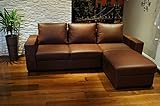 Quattro Meble Echtleder Ecksofa Mallorca 245 x 170cm Sofa Couch mit Bettfunktion und Bettkasten Echt Leder mit Ziernaht Eck Couch