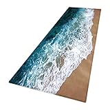 Smilikee Badteppiche, 3D gedruckt Ocean Beach Sands Holzbrett verdickt Flanell Stoff rutschfeste Badematten für Bad Küche Boden Teppich