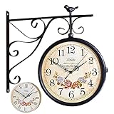 Hängende Wanduhr, Eisen-Retro-Antik-Metall-Wanduhr für den Außenbereich, dekorative Wandkunst, Dekor, Heimbüro, Uhr, stille Küche – dekorative Wanduhren