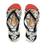 Orediy Damen Flip Flops Bengal Tiger Tanga Sandalen Casual Sommer Strand Flache Slipper Slides für Indoor Outdoor, Bengal Tiger, X-Large